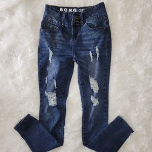 SONG high rise distressed skinny jeans size 1